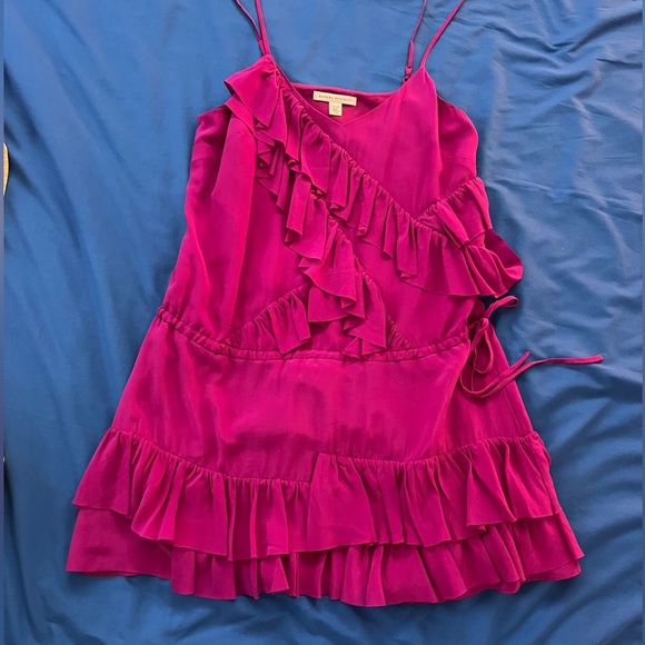 Purple Silk Ruffle Mini Dress - Picture 3 of 9